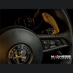  Alfa Romeo Stelvio Paddle Shifter Covers - Carbon Fiber - Yellow Candy